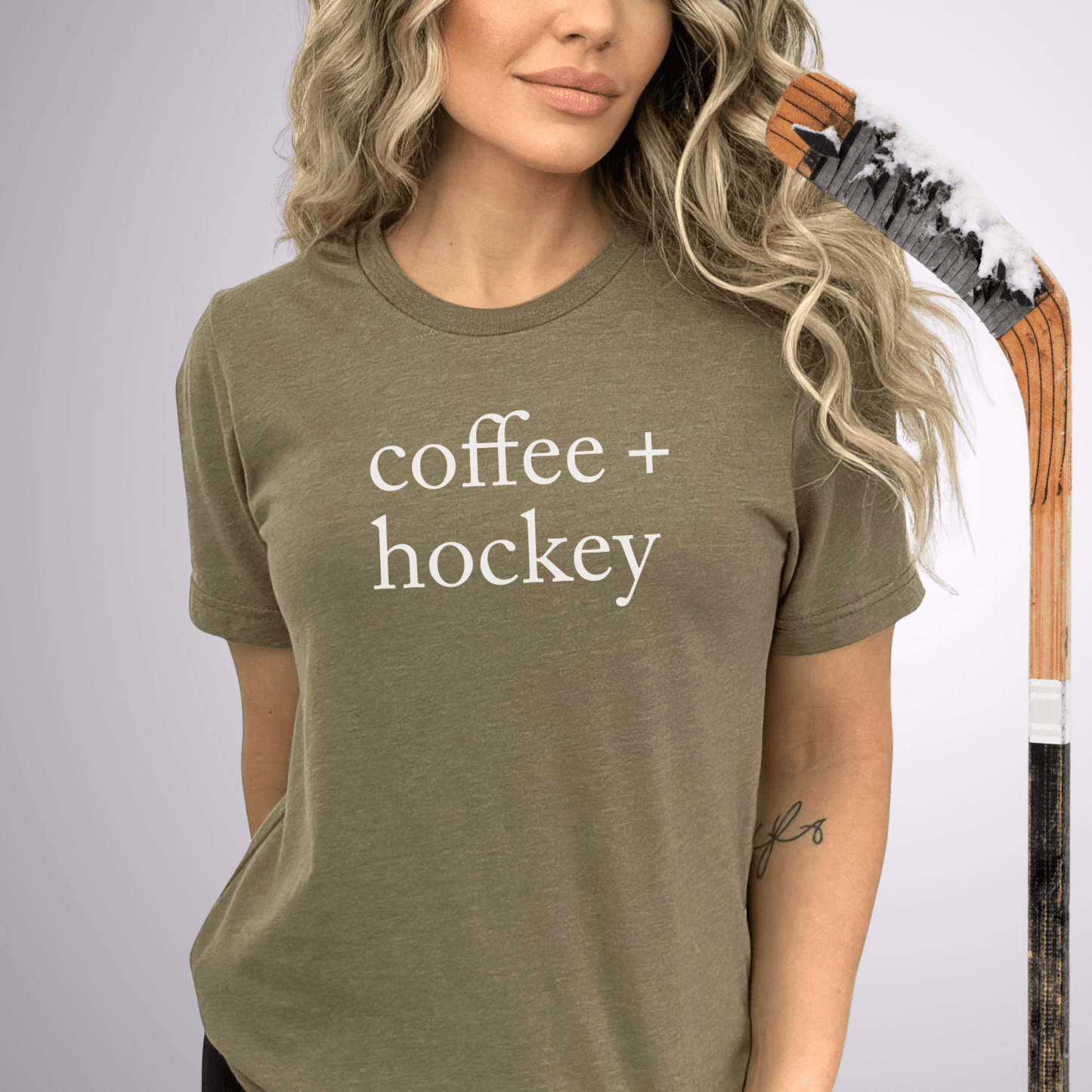 coffee + hockey T-Shirt Heather Olive / S T-Shirt