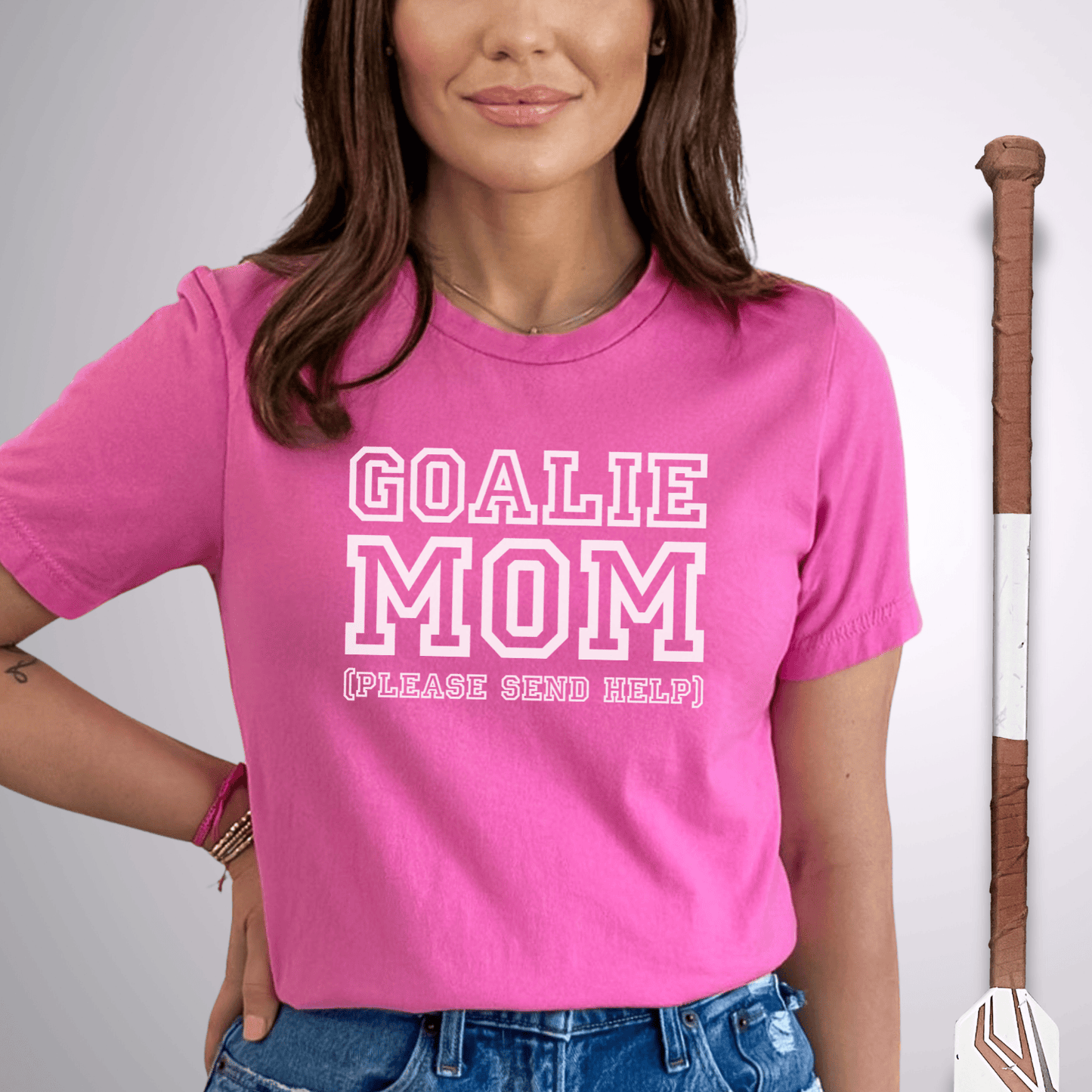 Goalie Mom (help) T-Shirt Charity Pink / S T-Shirt