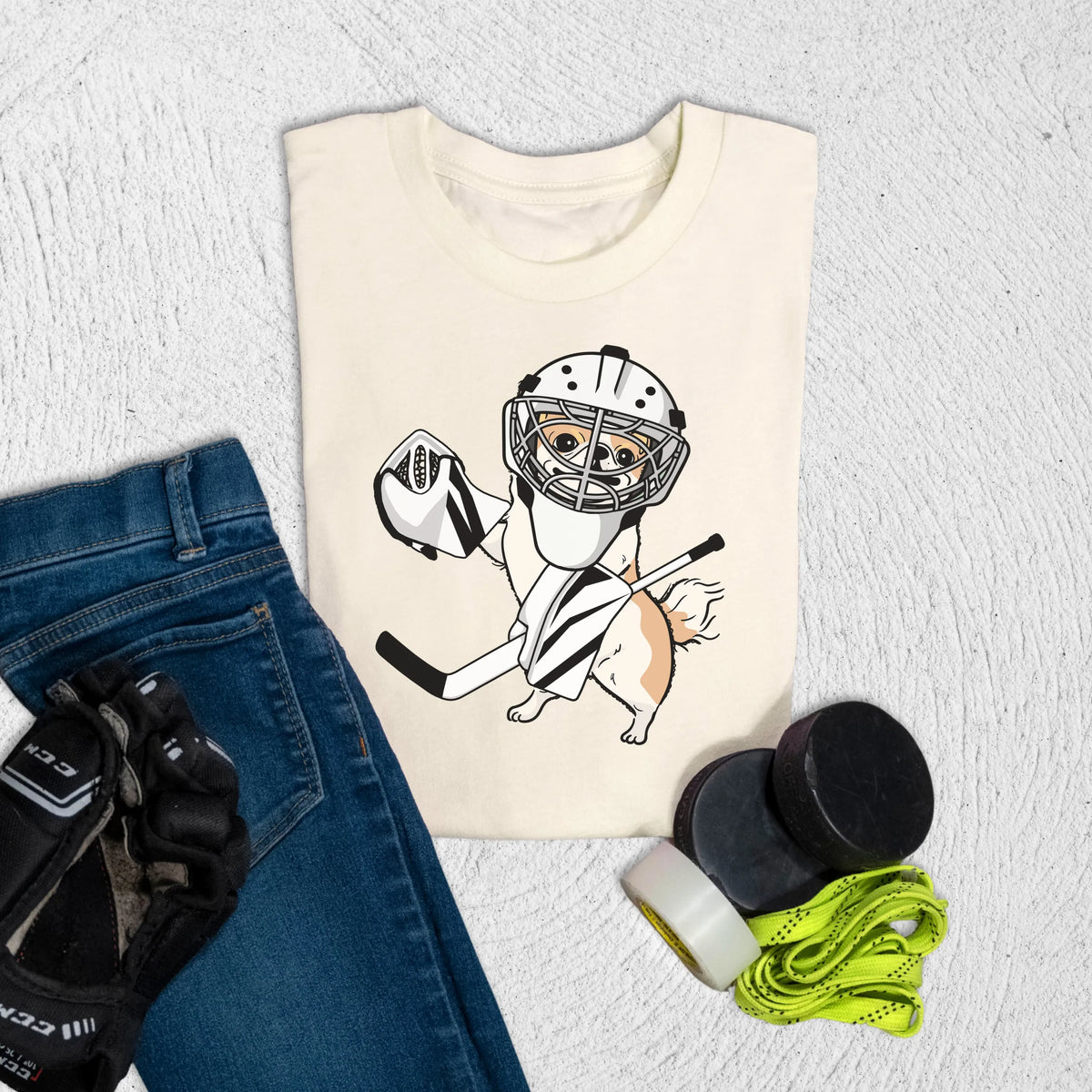 Youth Goalie Dog T-Shirt S / Natural Kids clothes