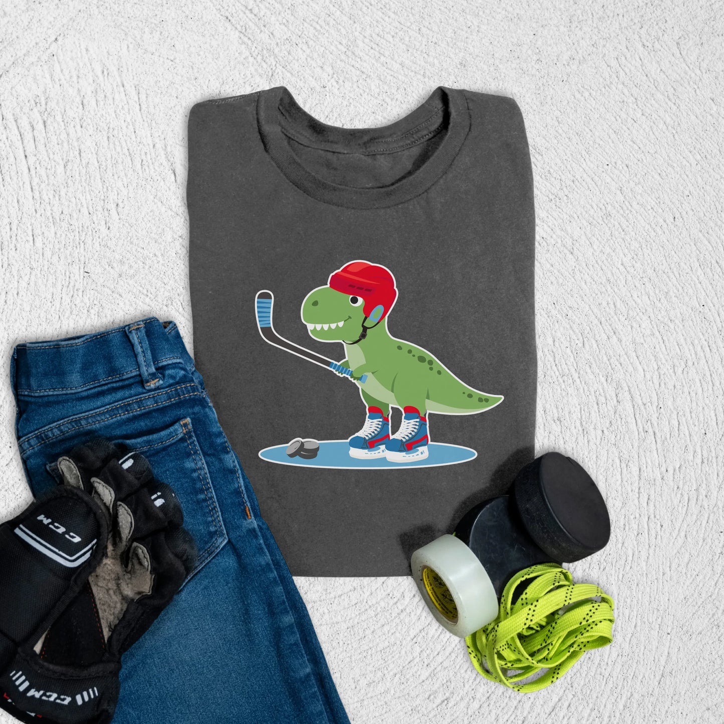 Youth Hockeysaurus T-Shirt S / Asphalt Kids clothes