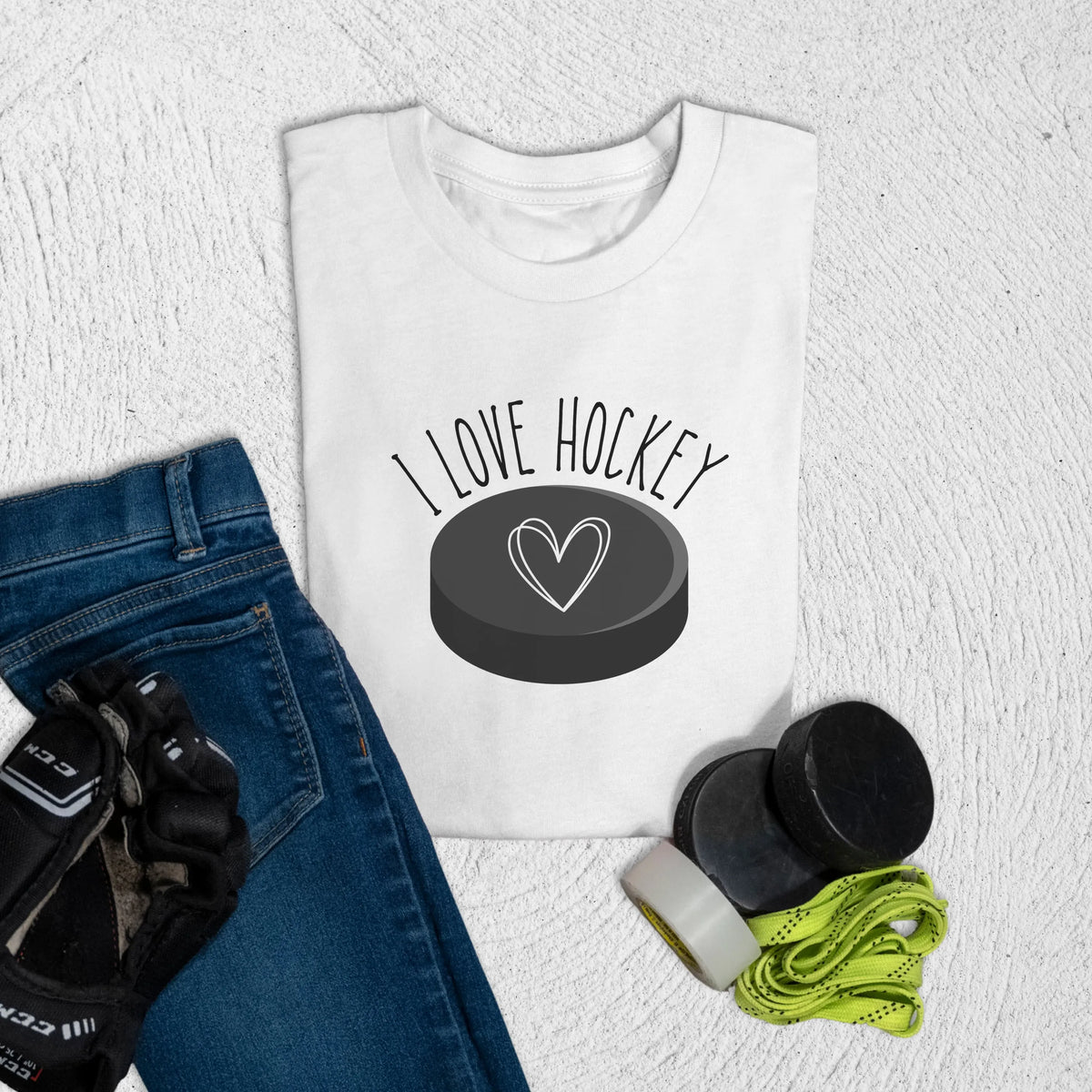 Youth I LOVE HOCKEY T-Shirt S / White Kids clothes