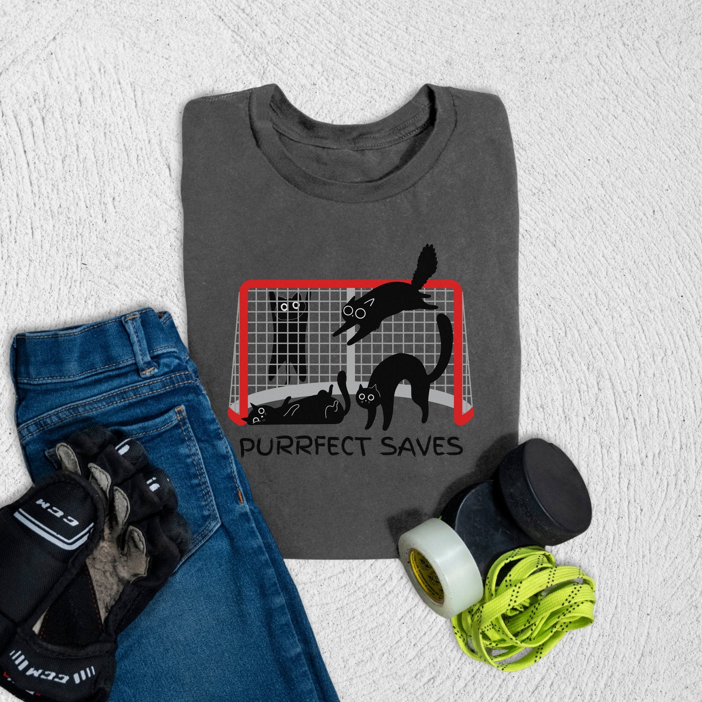 Youth Purrfect Saves T-Shirt Asphalt / S T-Shirt