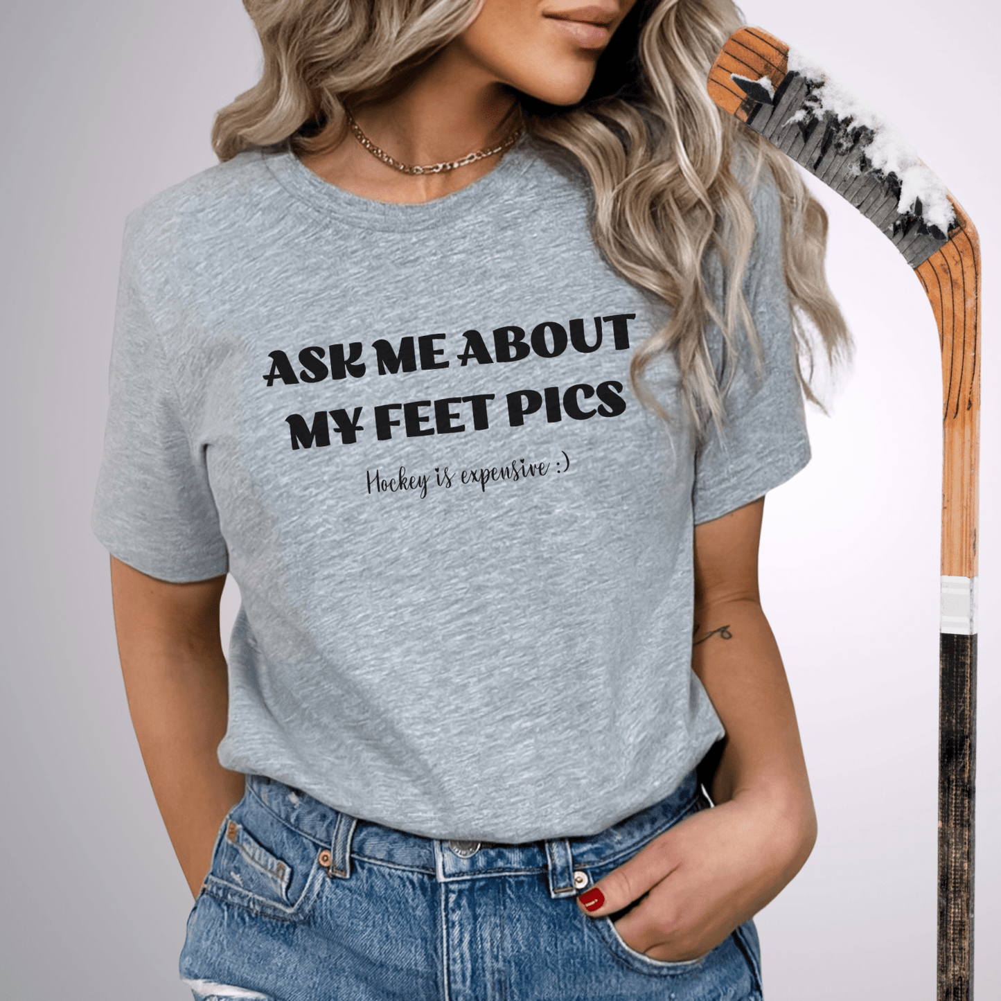Ask Me About My Feet Pics T-Shirt Athletic Heather / S T-Shirt