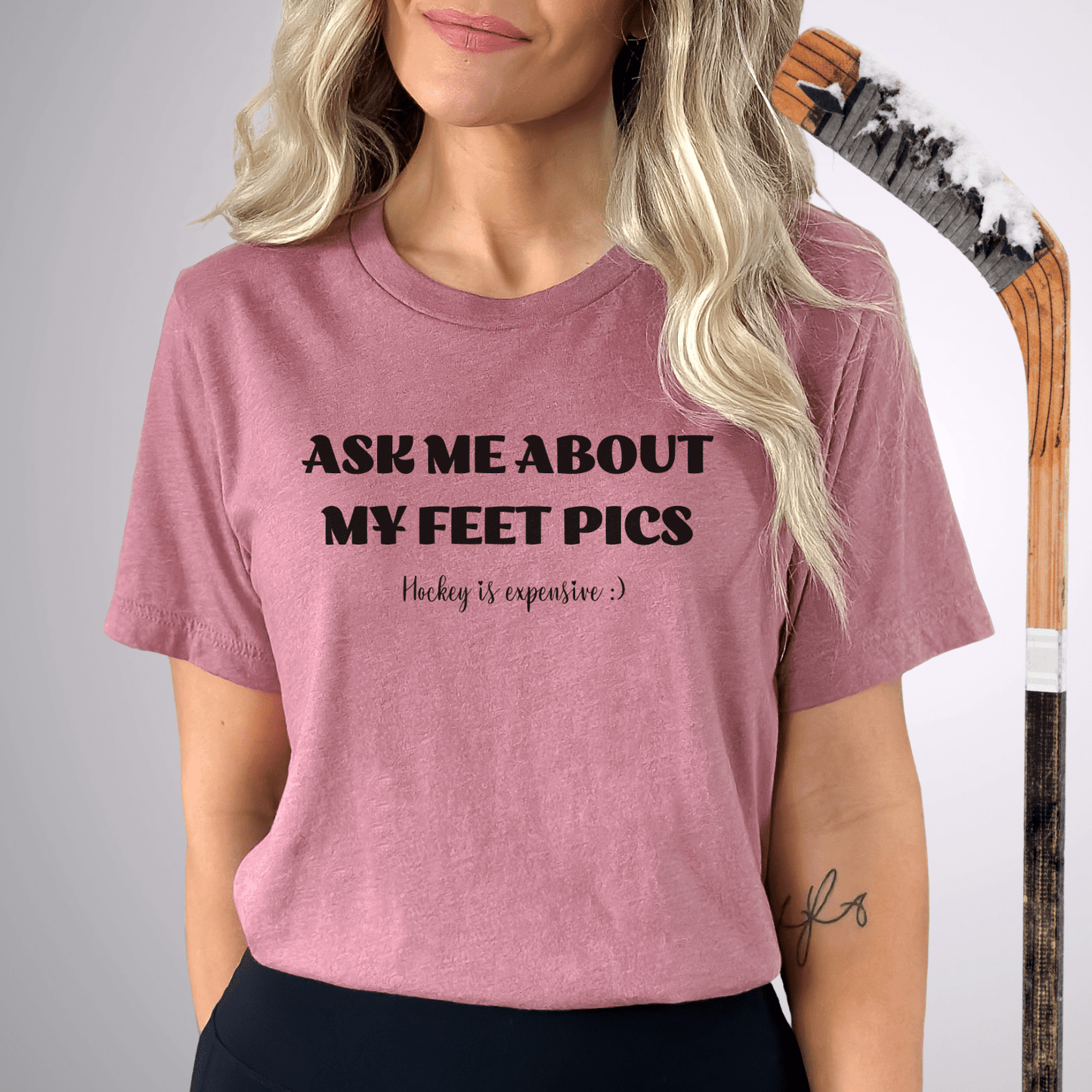 Ask Me About My Feet Pics T-Shirt Heather Mauve / S T-Shirt