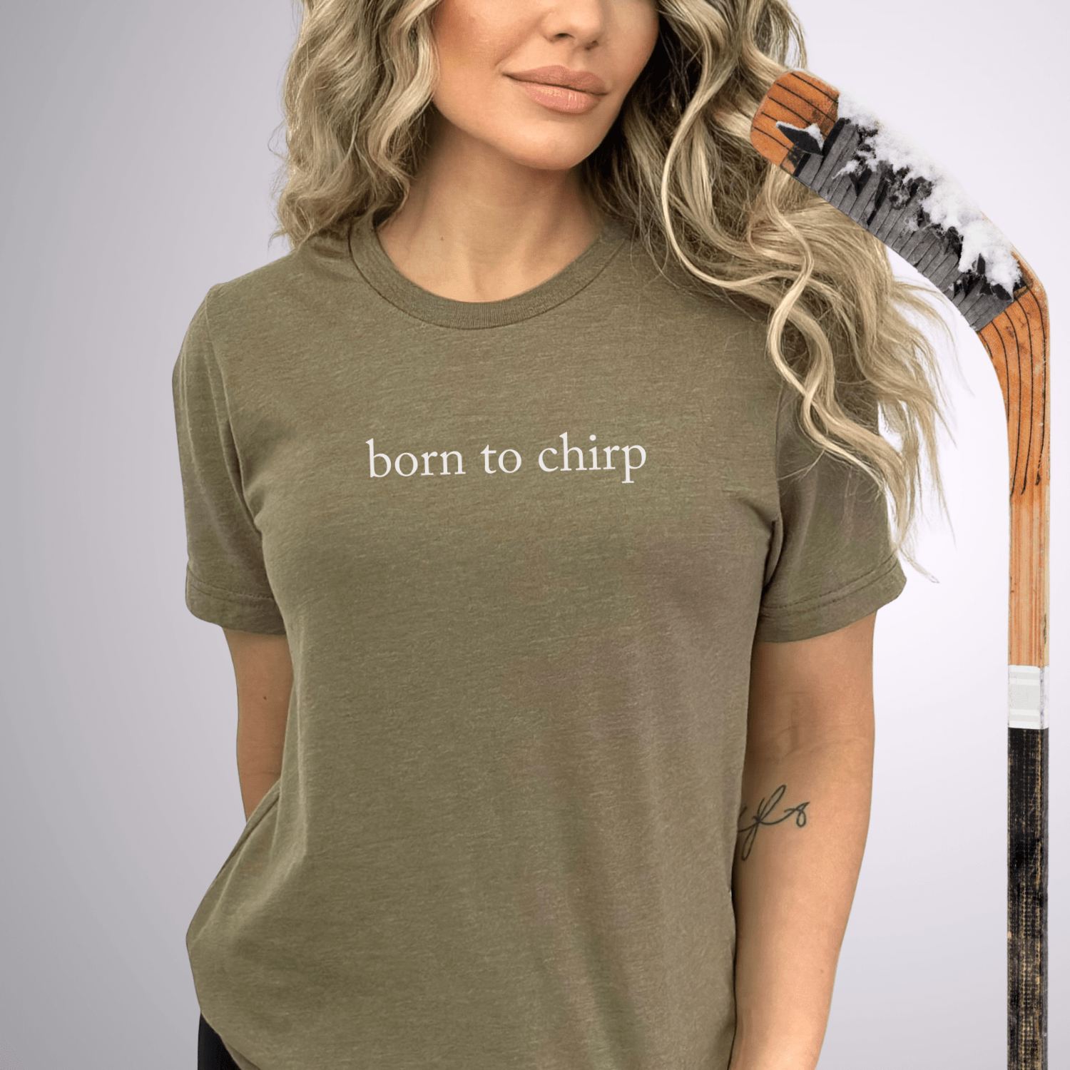 born to chirp T-Shirt Heather Olive / S T-Shirt