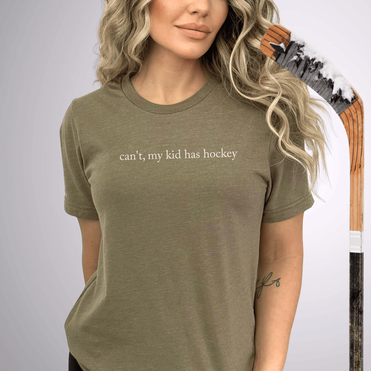 can't, my kid has hockey T-Shirt Heather Olive / S T-Shirt