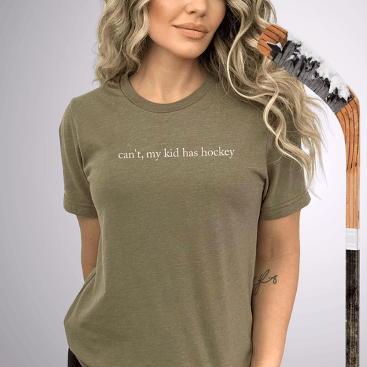 can't, my kid has hockey T-Shirt Heather Olive / S T-Shirt