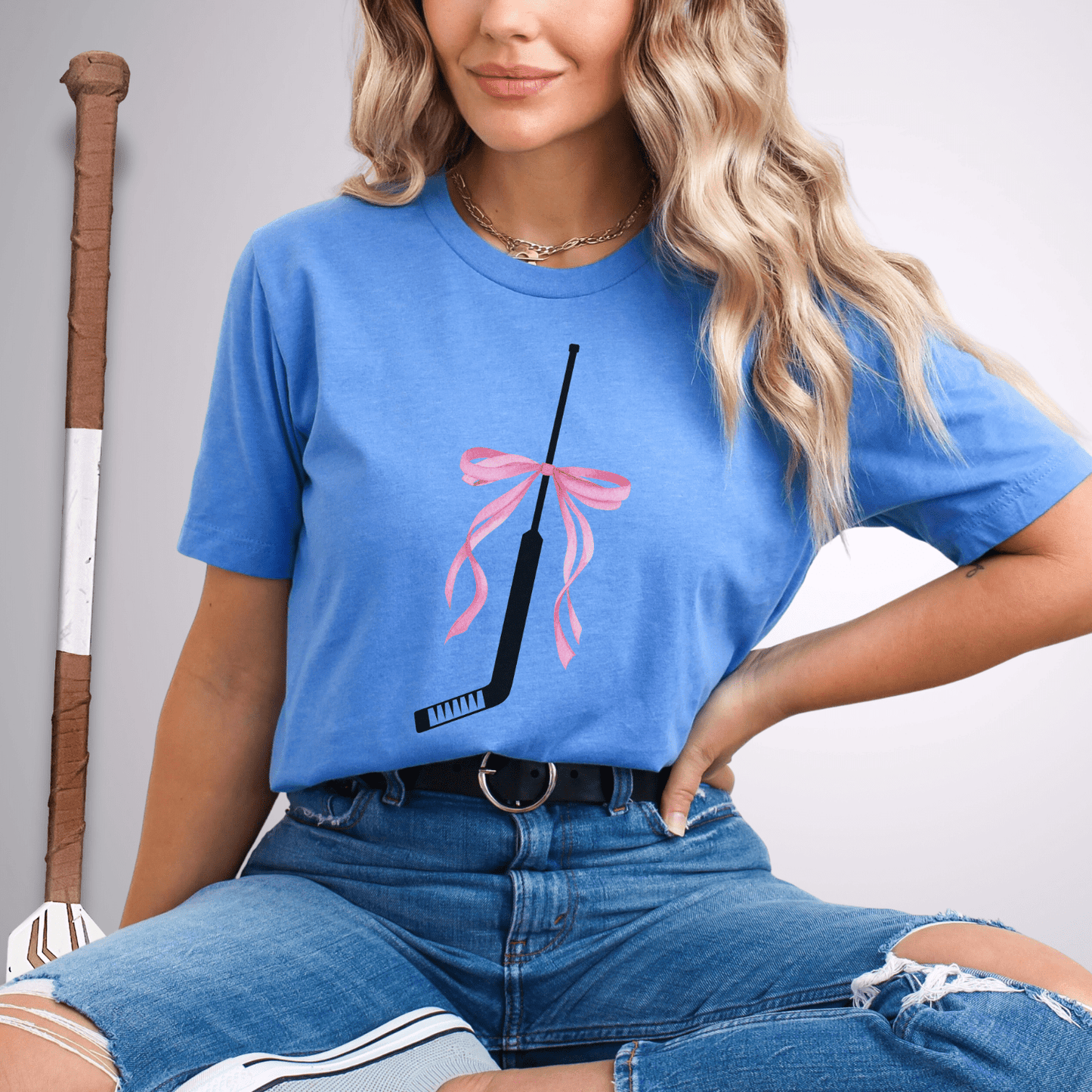 Coquette Goalie Stick T-Shirt Heather Columbia Blue / S T-Shirt