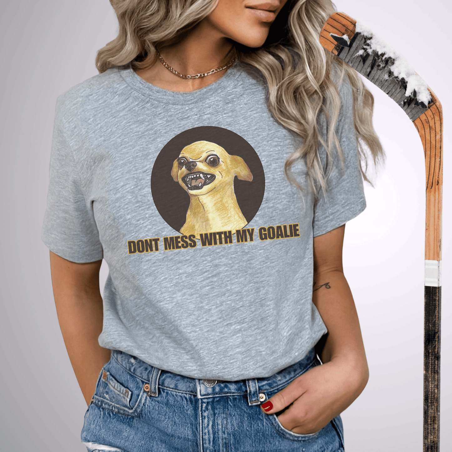 Don't Mess With My Goalie T-Shirt Athletic Heather / S T-Shirt