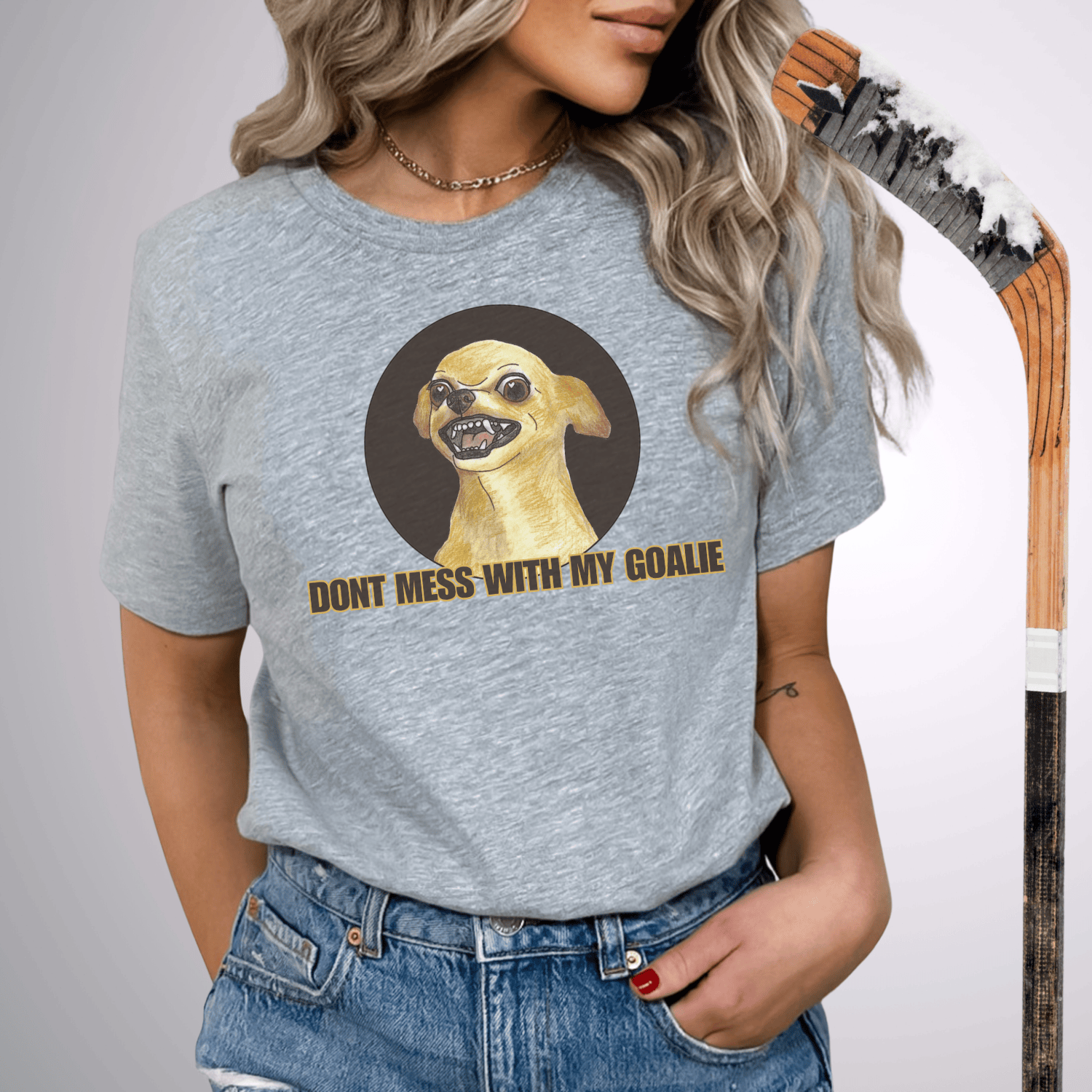 Don't Mess With My Goalie T-Shirt Athletic Heather / S T-Shirt