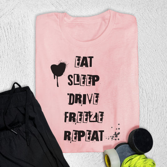 Eat Sleep Freeze T-Shirt Pink / S T-Shirt