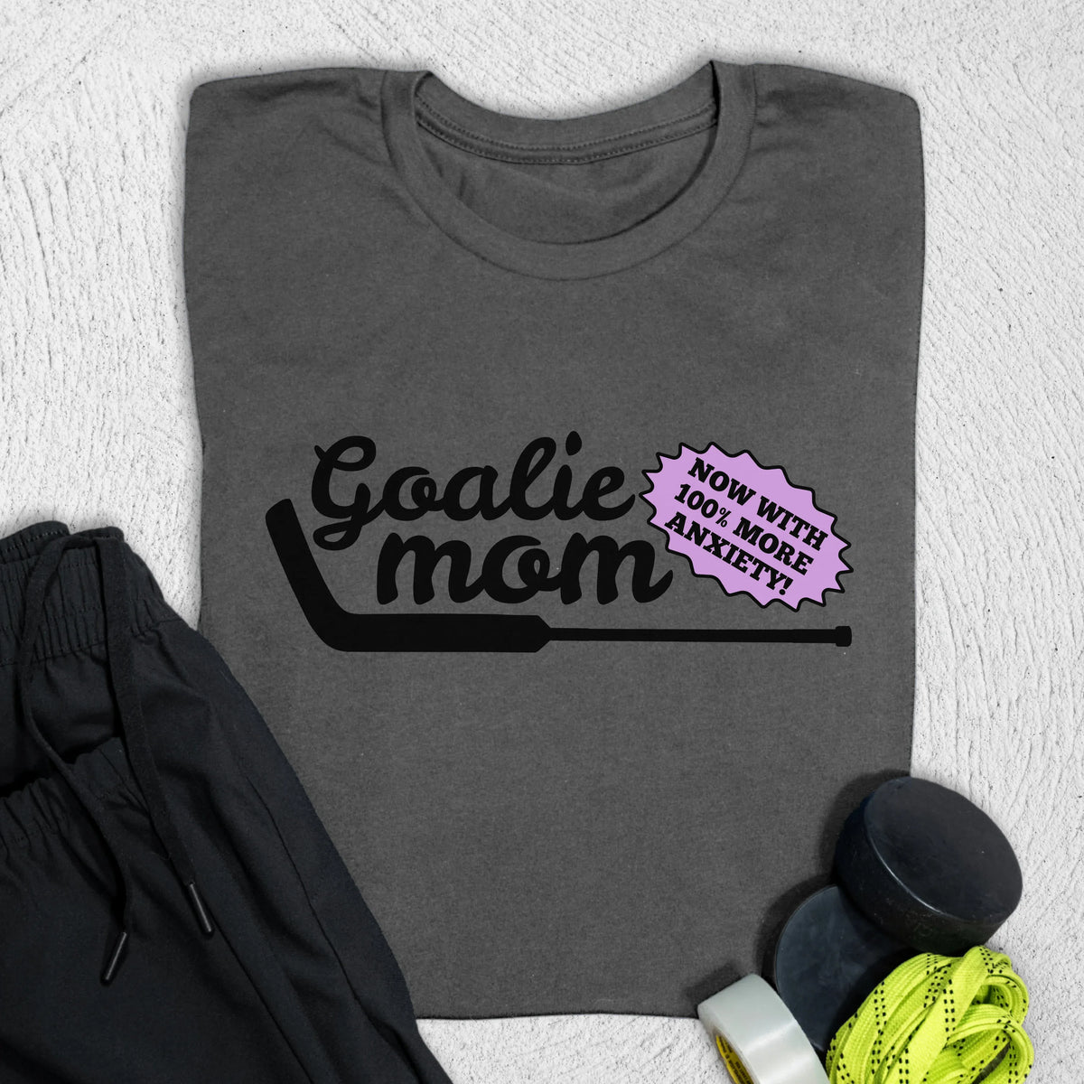 Goalie Mom Anxiety T-Shirt Asphalt / S T-Shirt