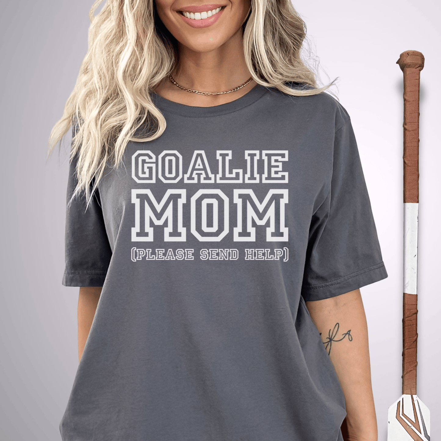 Goalie Mom (help) T-Shirt Asphalt / S T-Shirt