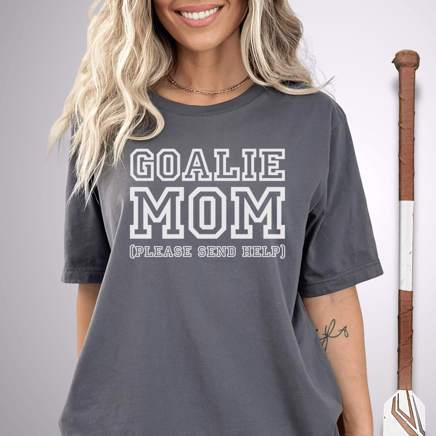 Goalie Mom (help) T-Shirt Asphalt / S T-Shirt