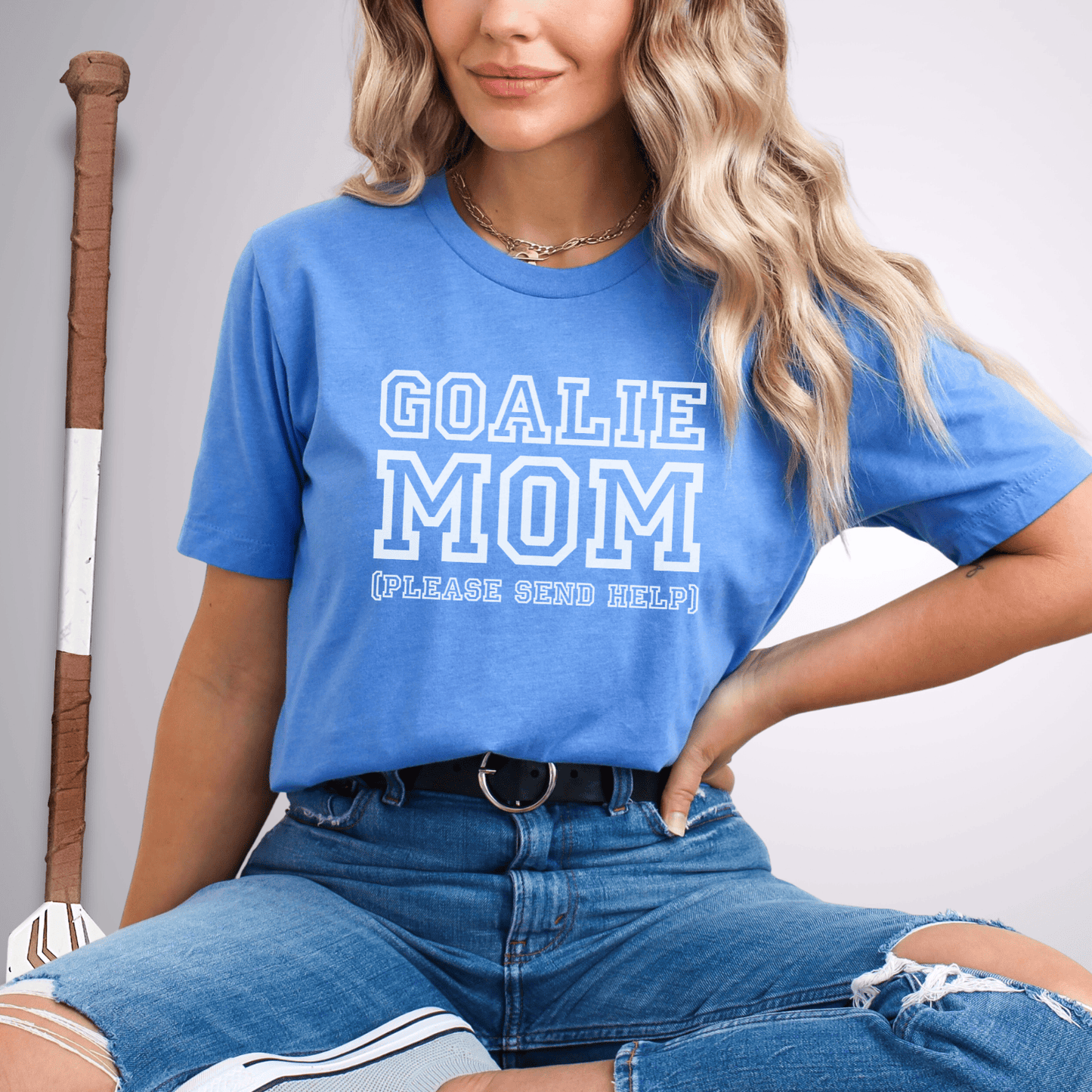 Goalie Mom (help) T-Shirt Heather Columbia Blue / S T-Shirt