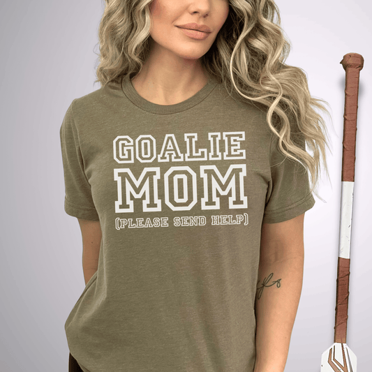 Goalie Mom (help) T-Shirt Heather Olive / S T-Shirt