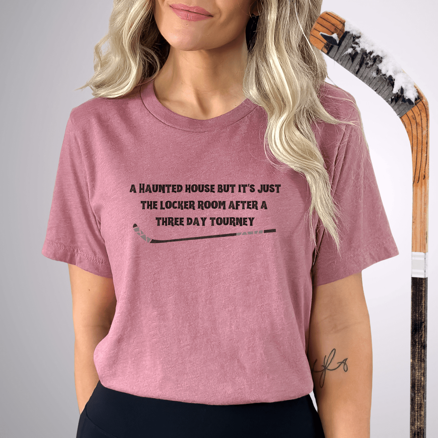 Haunted House with Locker Rooms T-Shirt Heather Mauve / S T-Shirt