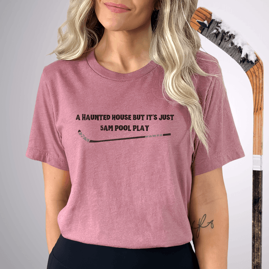 Haunted House with Pool Play T-Shirt Heather Mauve / S T-Shirt