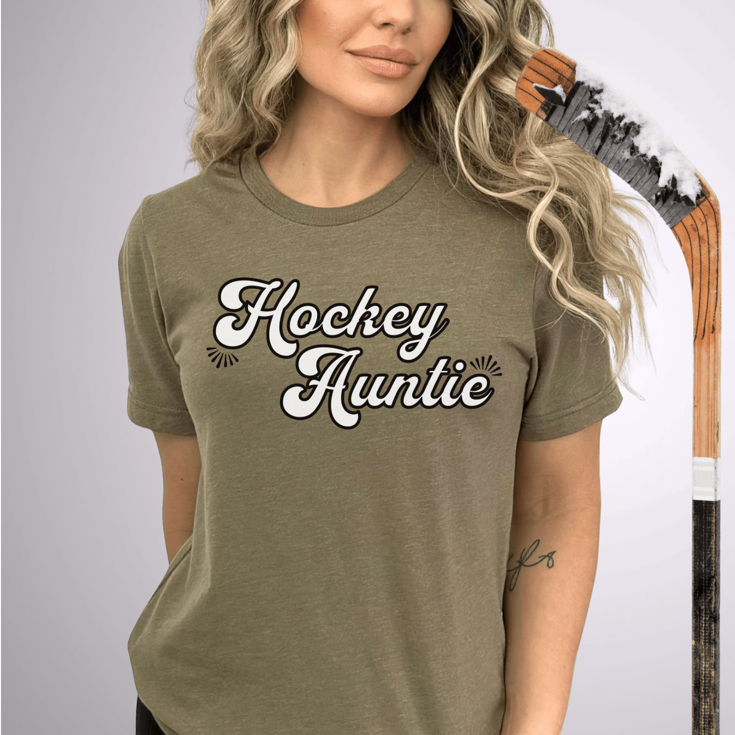 Hockey Auntie T-Shirt Heather Olive / S T-Shirt
