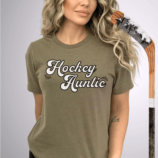 Hockey Auntie T-Shirt Heather Olive / S T-Shirt
