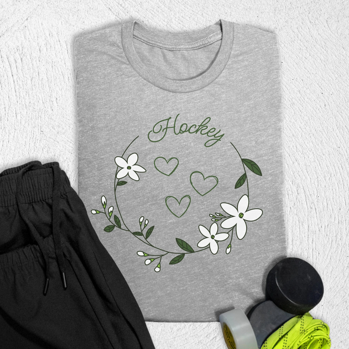 Hockey Heart Doodle T-Shirt Athletic Heather / S T-Shirt