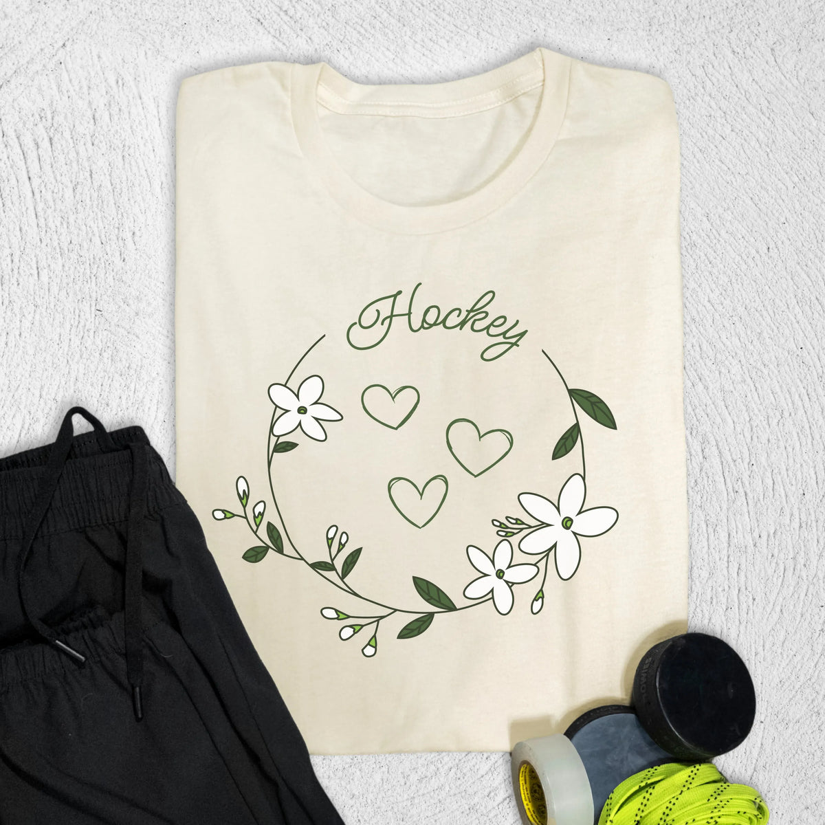 Hockey Heart Doodle T-Shirt Natural / S T-Shirt