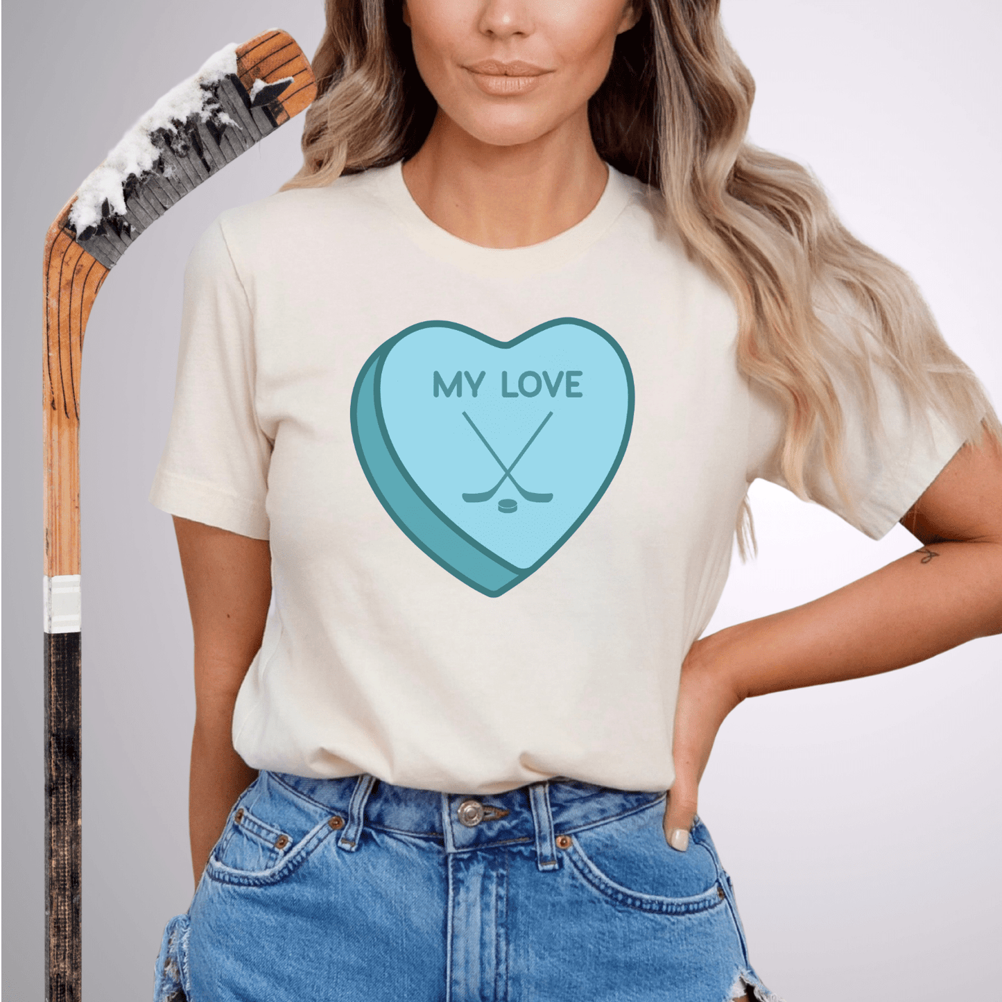 Hockey Hearts T-Shirt Natural / S T-Shirt