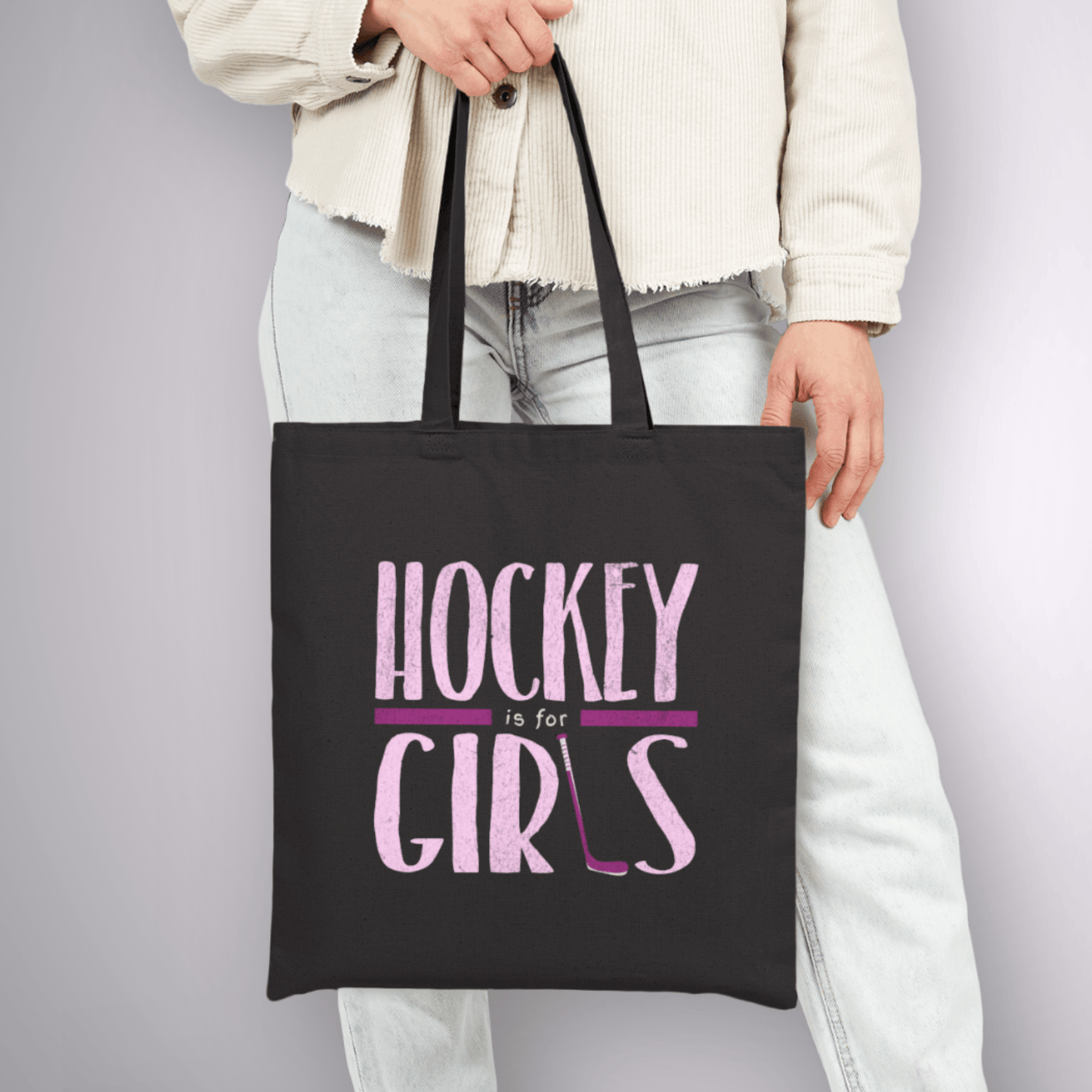 Hockey is for Girls Tote Black / 15" x 16" Bags