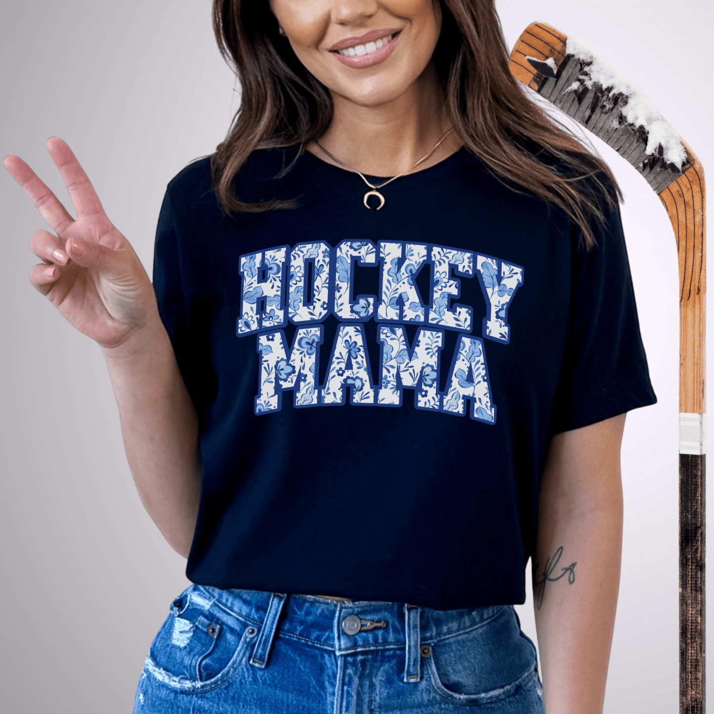 Hockey Mama Floral T-Shirt Black / S T-Shirt