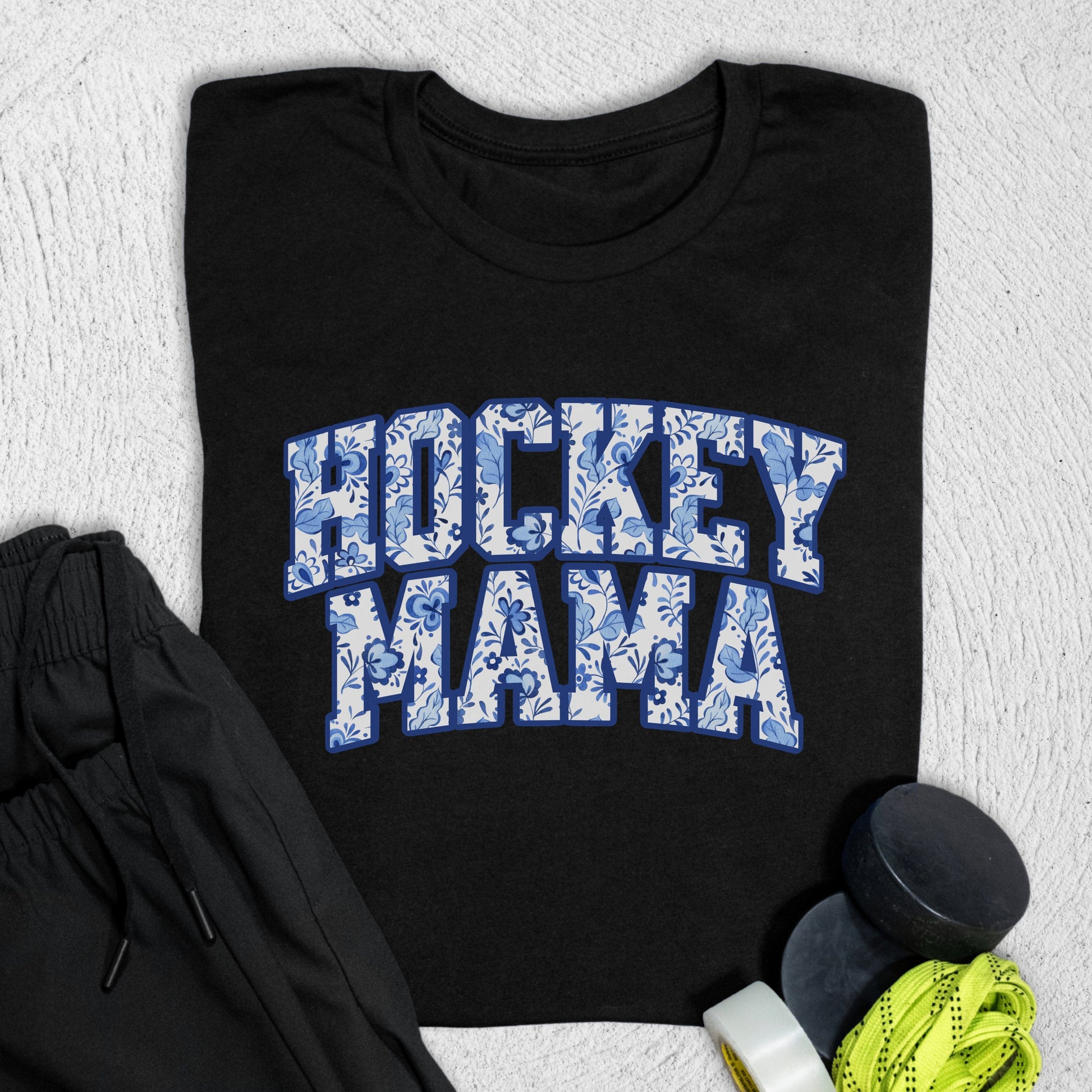 Hockey Mama Floral T-Shirt Black / S T-Shirt