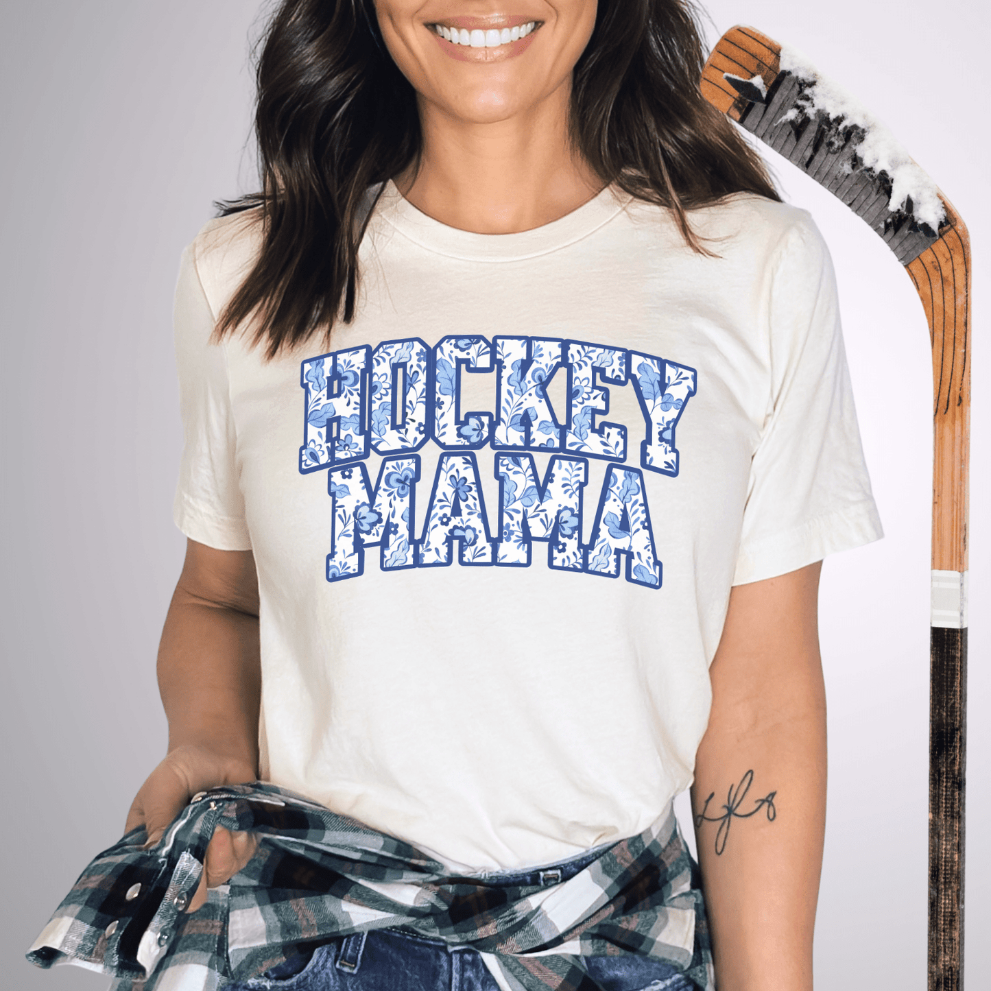 Hockey Mama Floral T-Shirt Natural / S T-Shirt