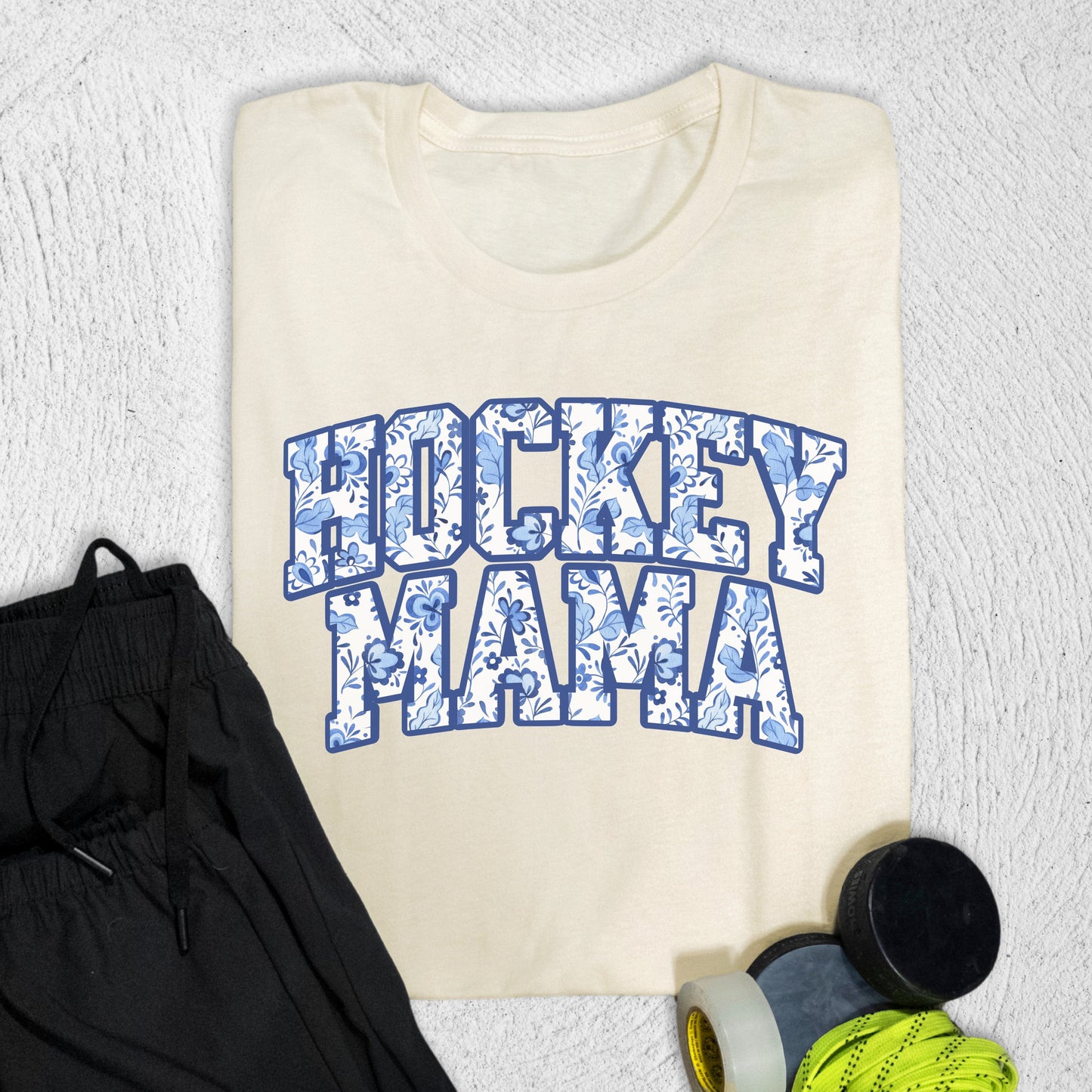Hockey Mama Floral T-Shirt Natural / S T-Shirt