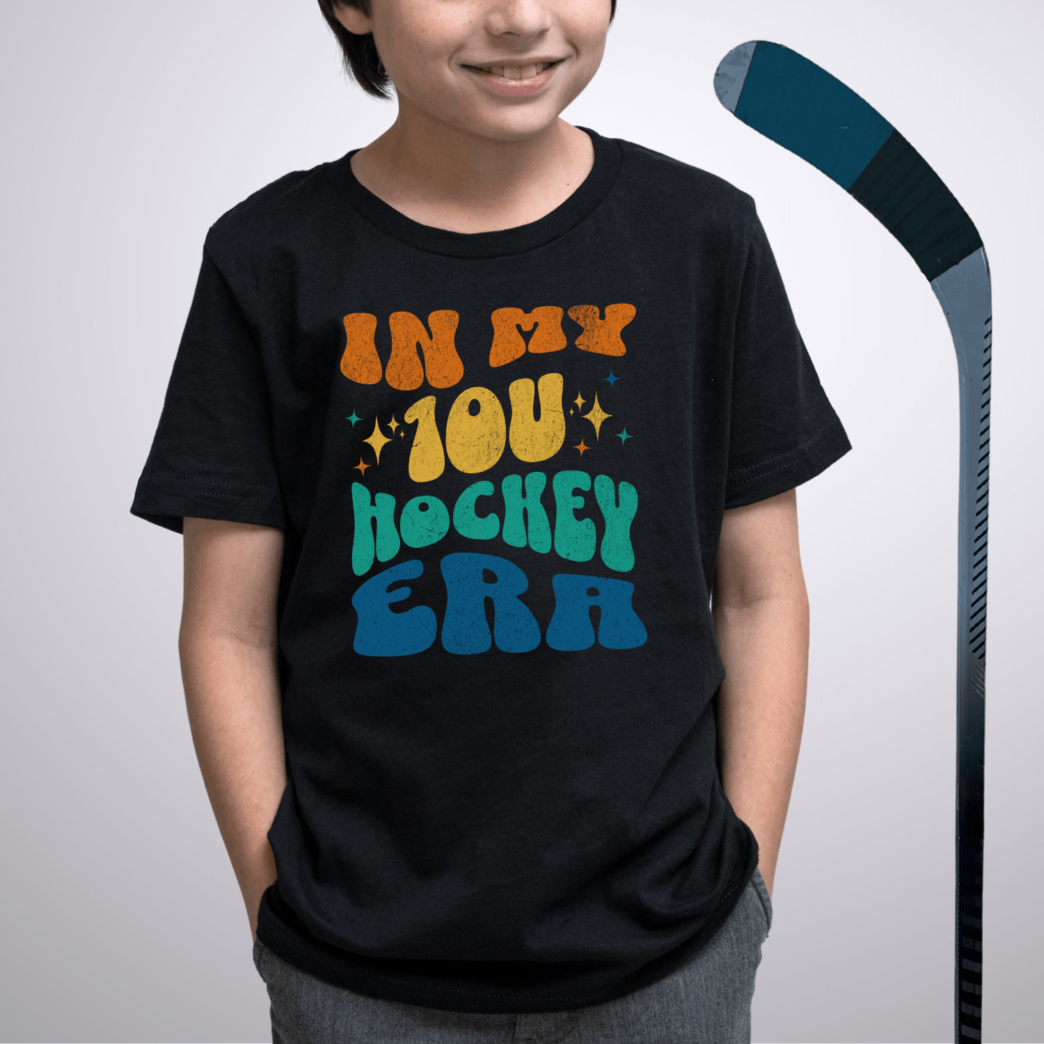 In My 10u Hockey Era T-Shirt Black / S Kids clothes