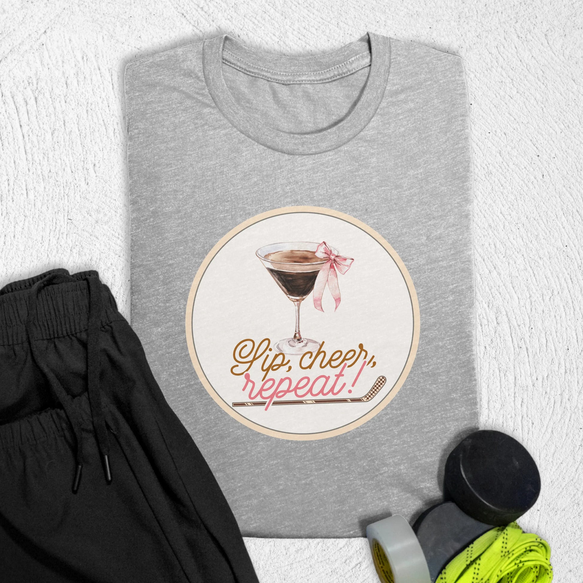 Sip Cheer Repeat T-Shirt S / Athletic Heather T-Shirt