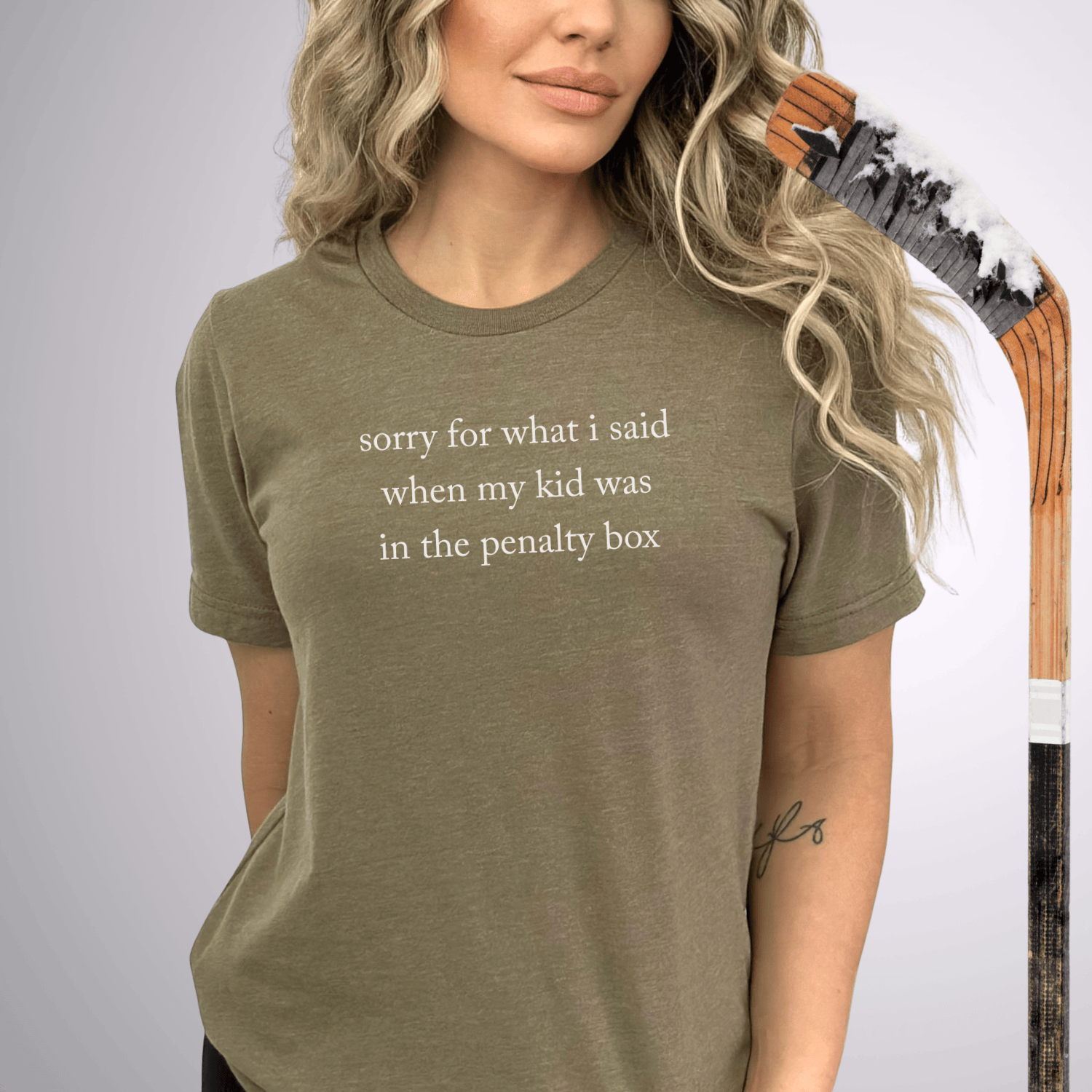 sorry for what i said T-Shirt Heather Olive / S T-Shirt