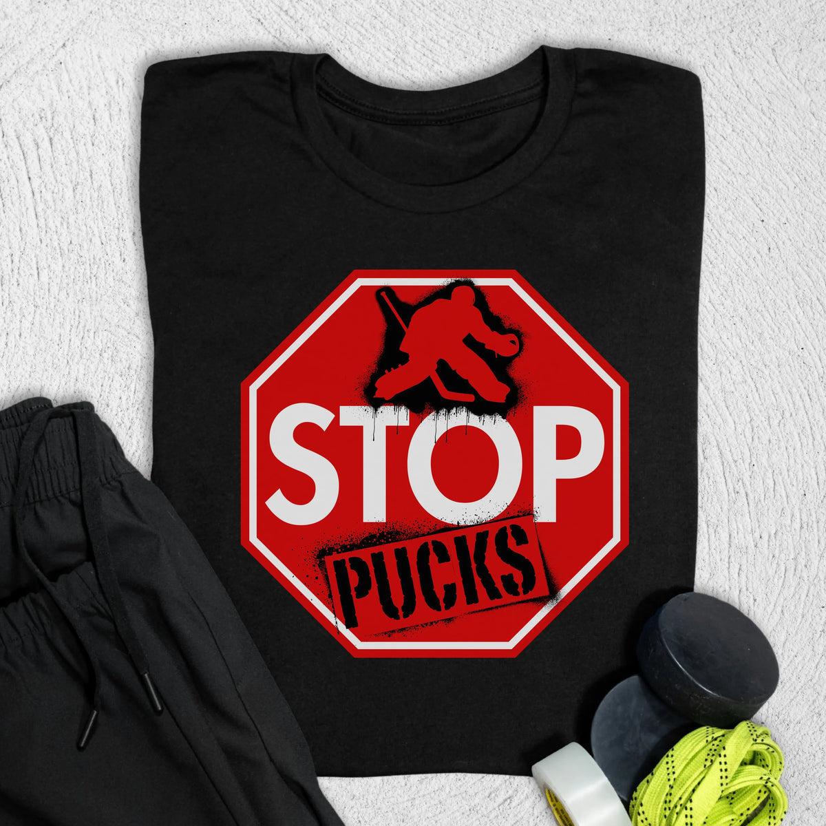 Stop Pucks T-Shirt Black / S T-Shirt