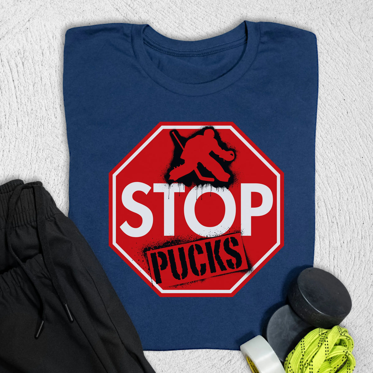 Stop Pucks T-Shirt Navy / S T-Shirt