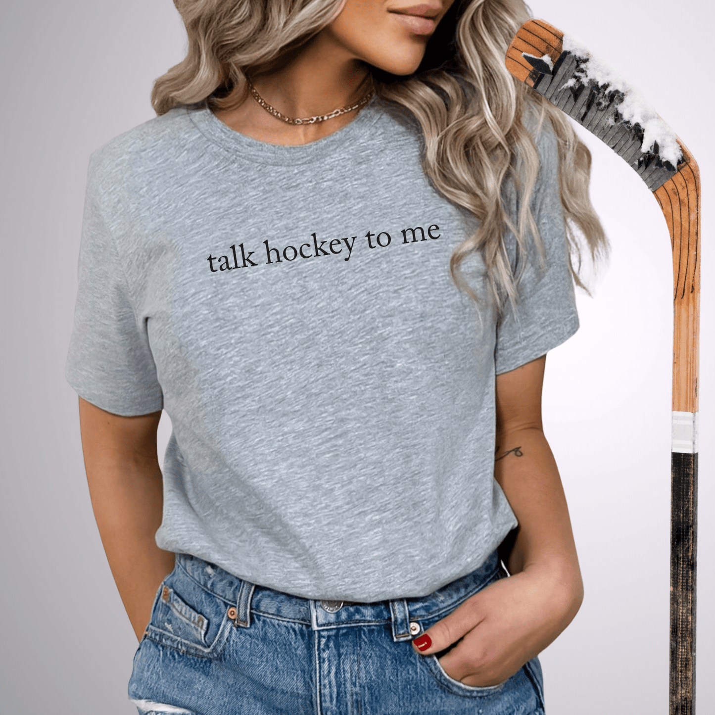 talk hockey to me T-Shirt Athletic Heather / S T-Shirt
