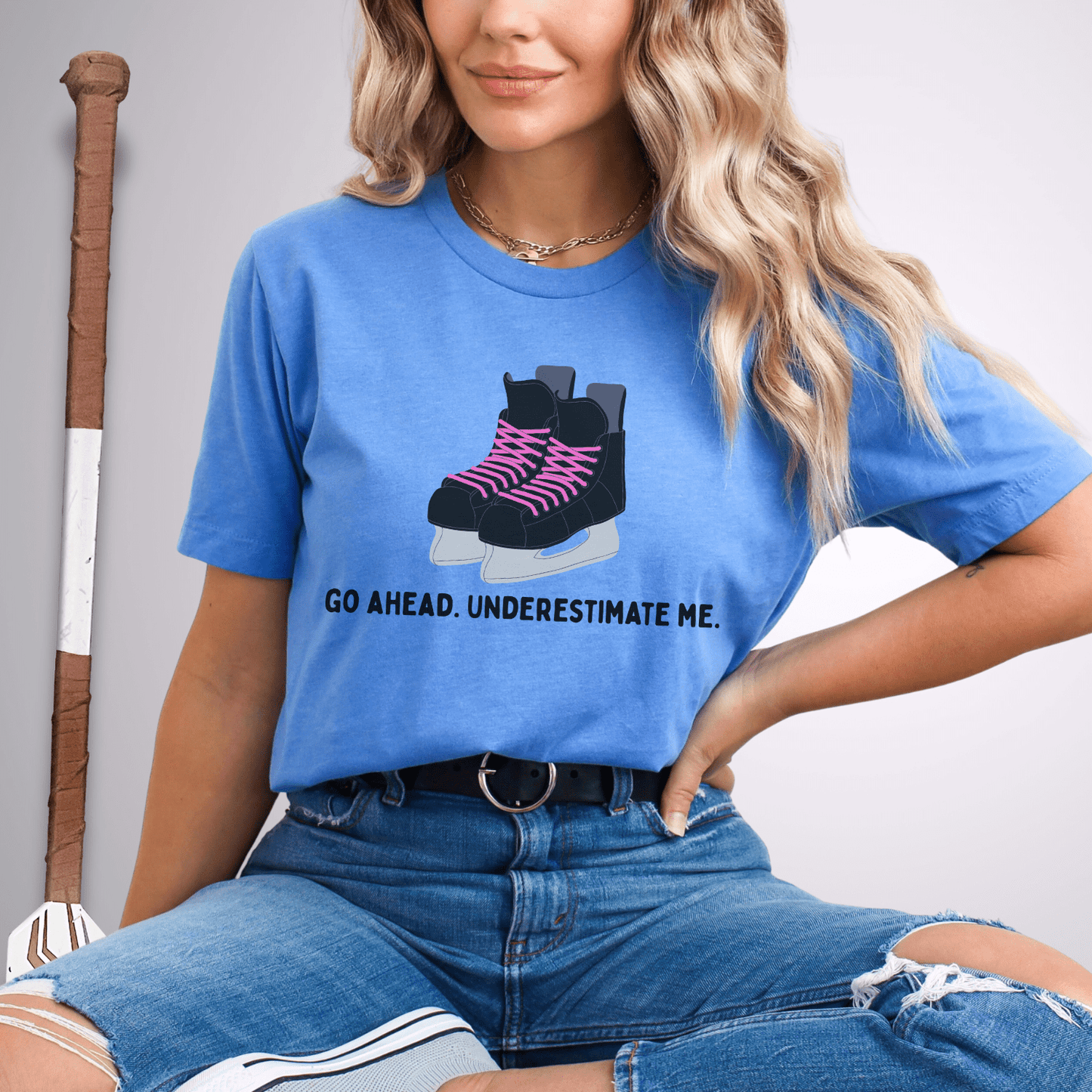 Underestimate Me Skates T-Shirt Heather Columbia Blue / S T-Shirt