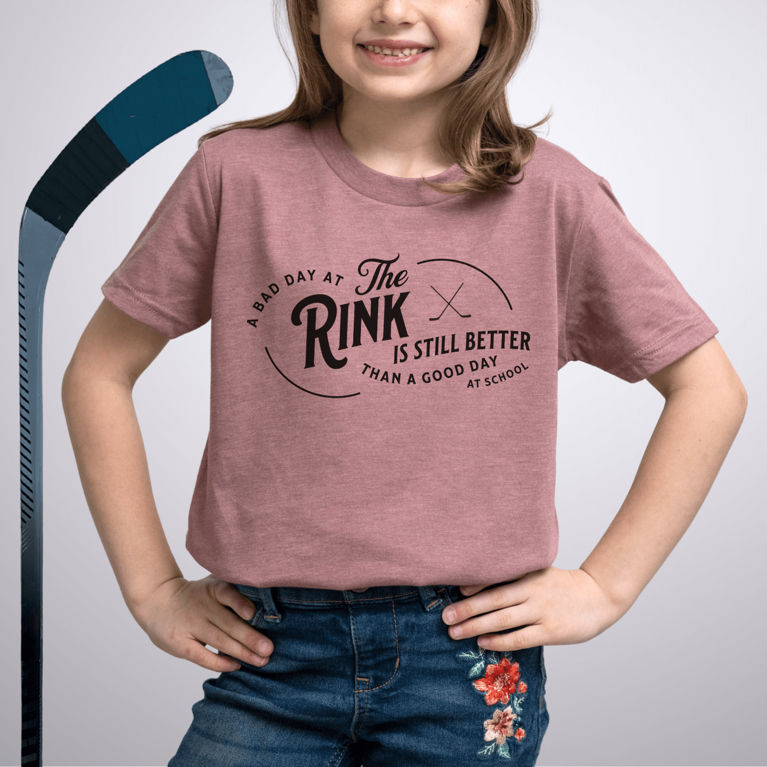 Youth A Bad Day at the Rink T-Shirt Heather Mauve / S Kids clothes