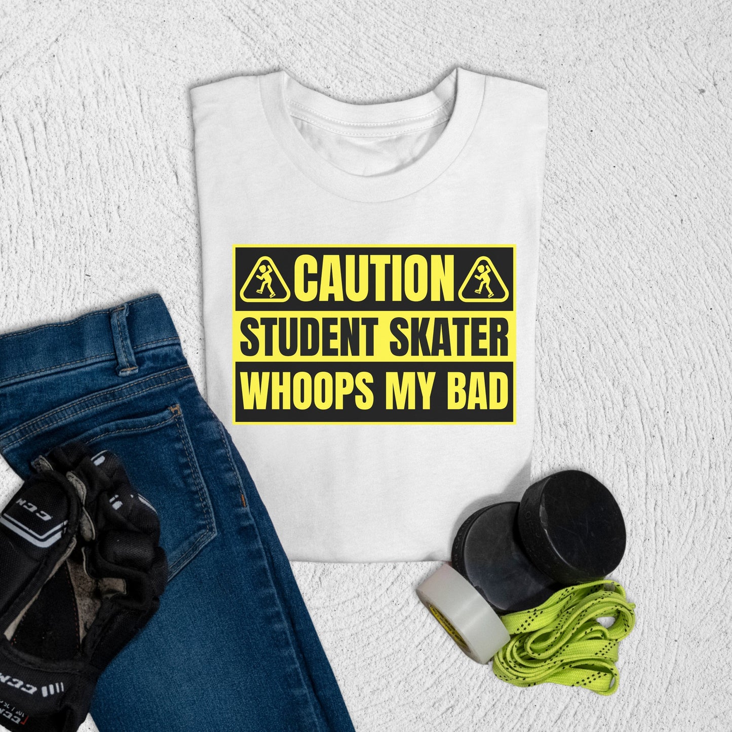 Youth Caution T-Shirt White / S Kids clothes