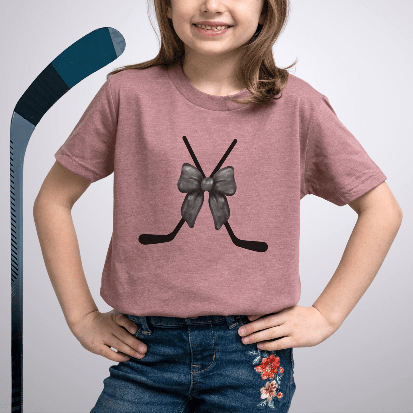 Youth Coquette Bow T-Shirt Heather Mauve / S Kids clothes