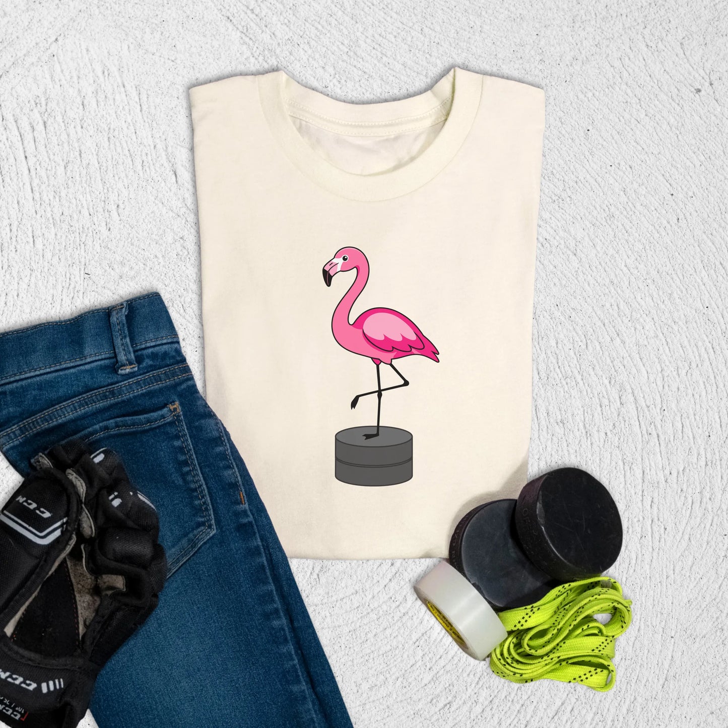 Youth Flamingo Stack T-Shirt S / Natural Kids clothes