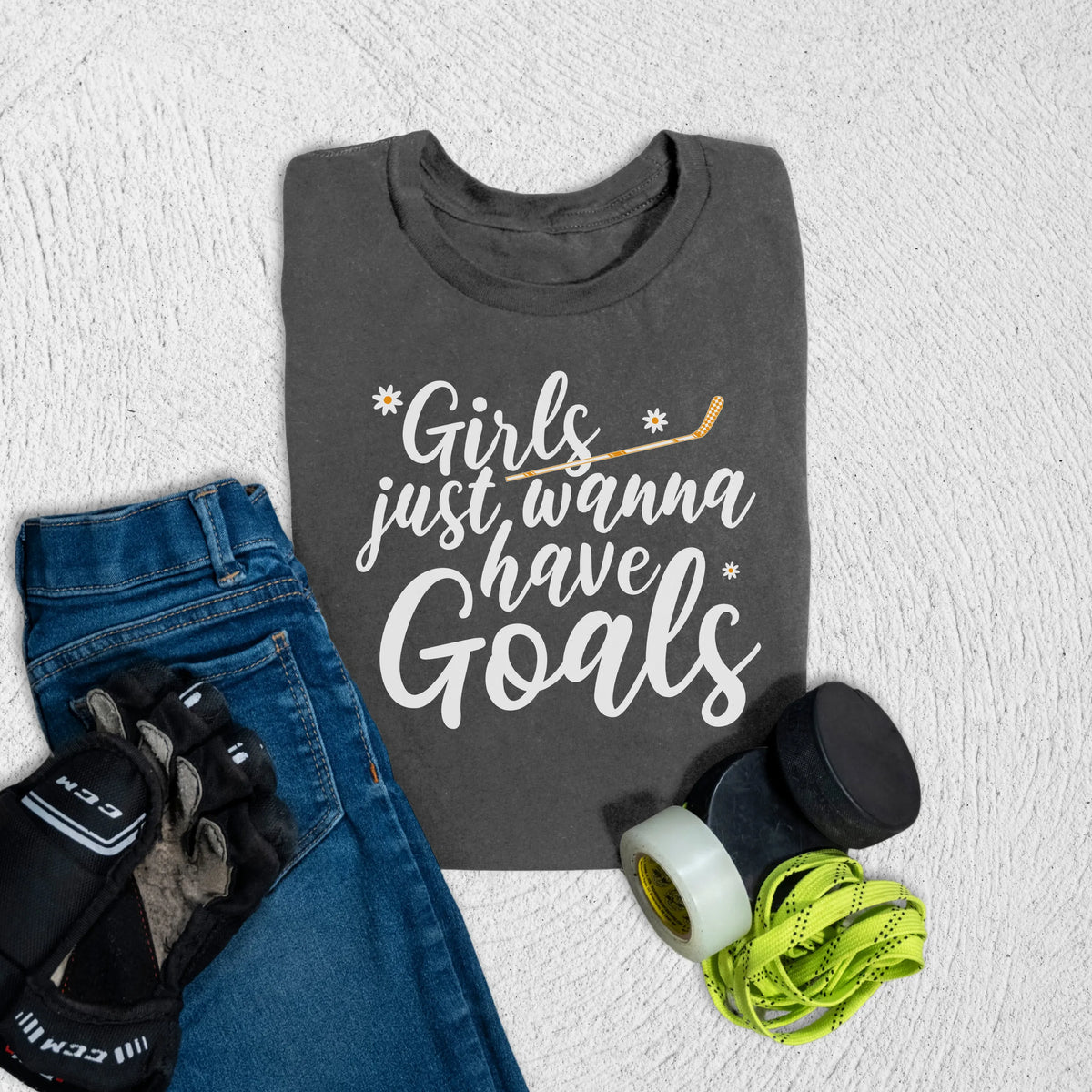Youth Girls Want Goals T-Shirt S / Asphalt Kids clothes