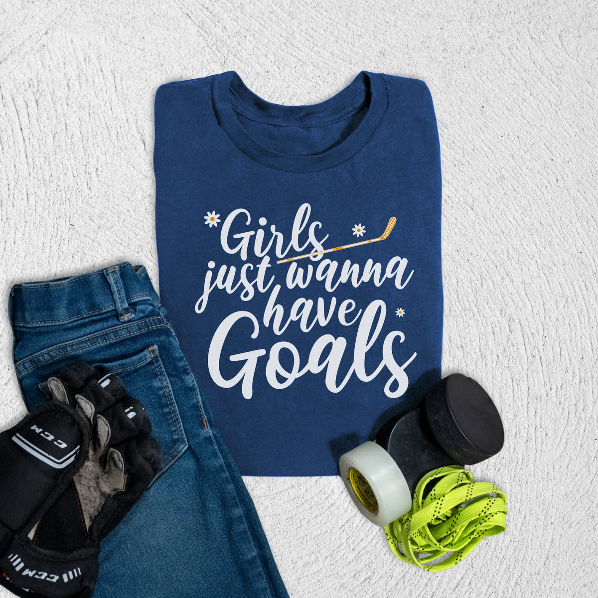 Youth Girls Want Goals T-Shirt S / Navy Kids clothes