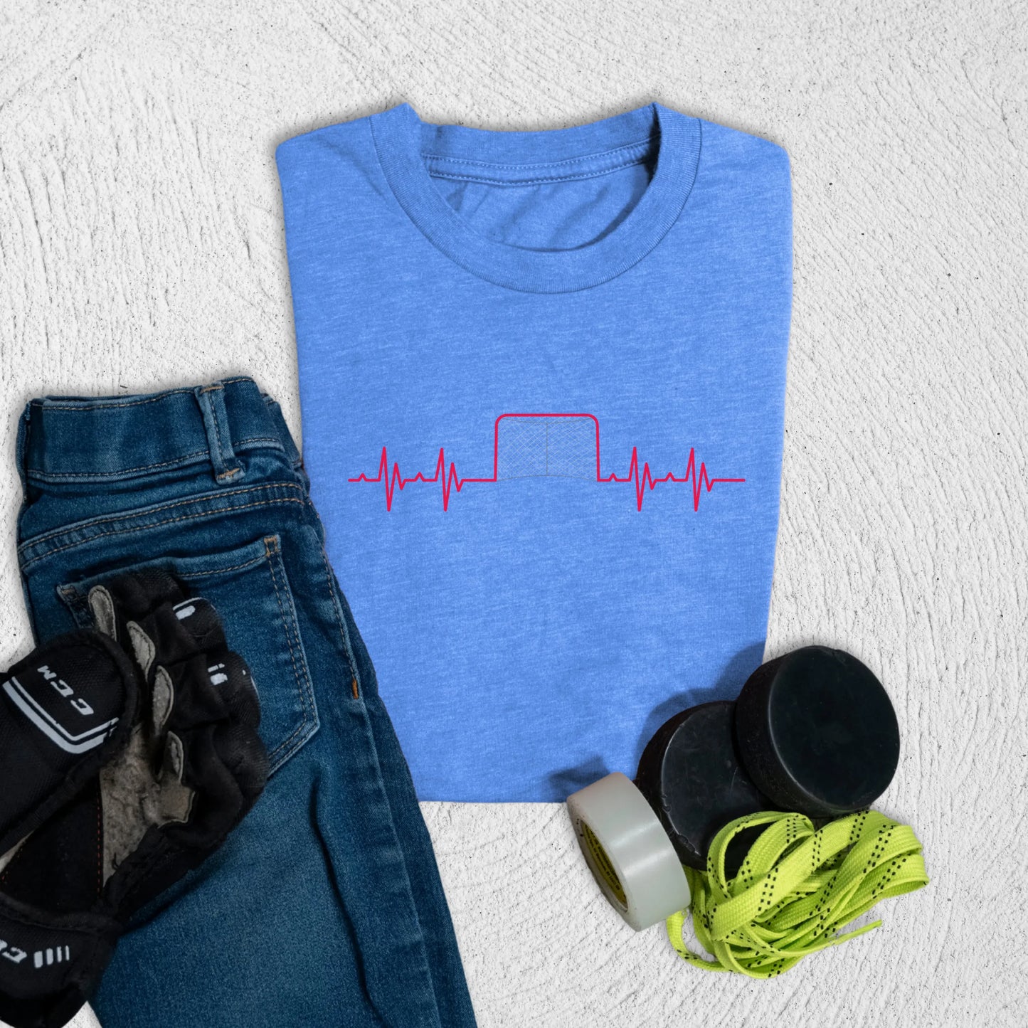 Youth Goal Heartbeat T-Shirt S / Heather Columbia Blue Kids clothes