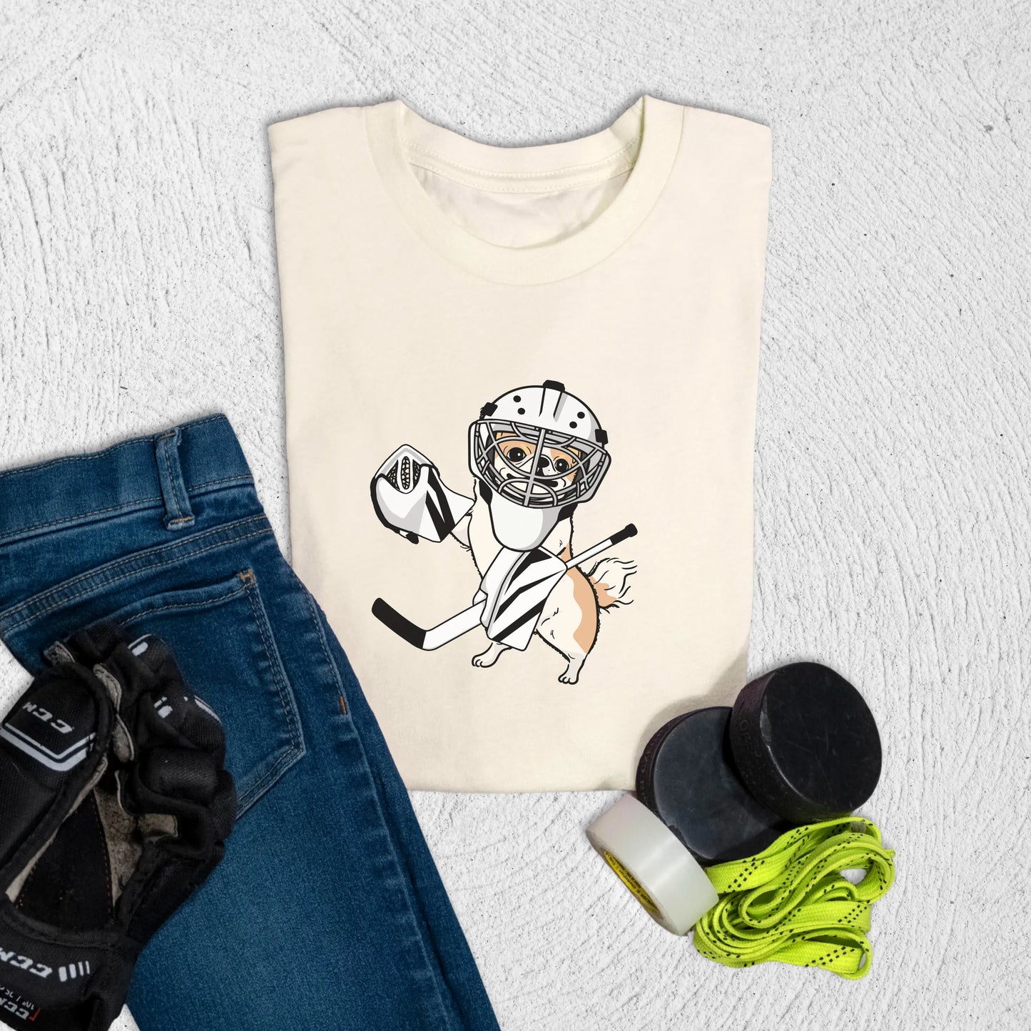 Youth Goalie Dog T-Shirt M / Natural Kids clothes