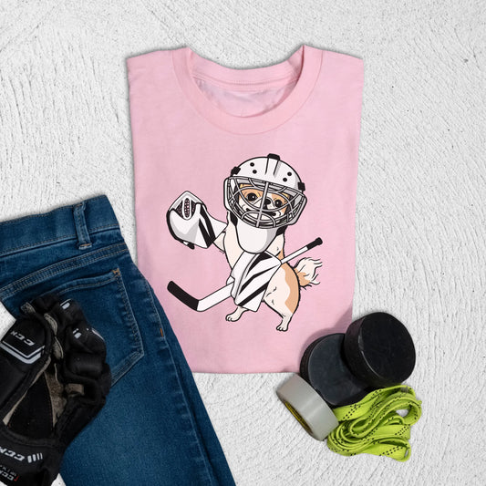 Youth Goalie Dog T-Shirt S / Pink Kids clothes