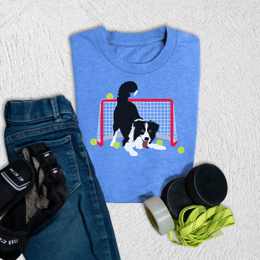 Youth Goalie Doggo T-Shirt S / Heather Columbia Blue Kids clothes
