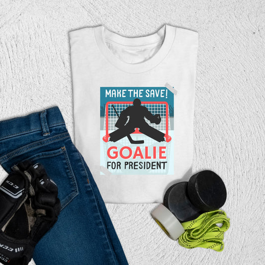 Youth Goalie for President T-Shirt White / S Kids clothes
